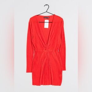 Missguided Formal Longsleeve Red Mini Dress